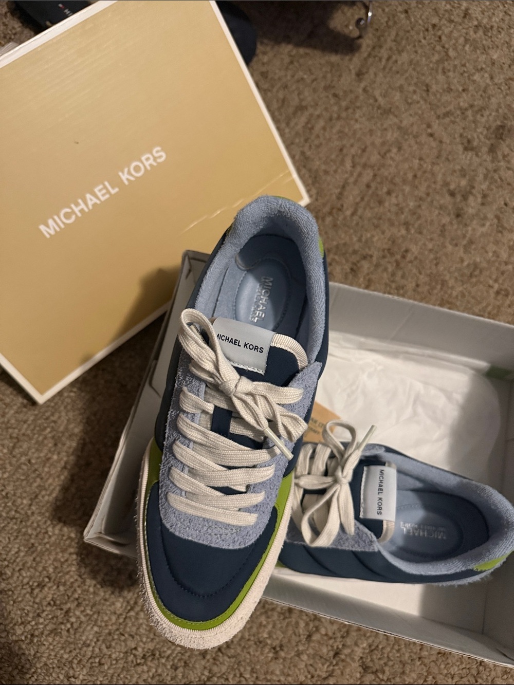 Michael Kors Men’s Navy, Light Blue & Lime Runner Sneakers